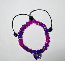 Load image into Gallery viewer, 💜 Adjustable purple butterfly bracelet 🦋
