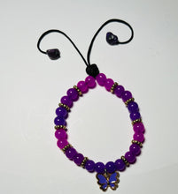 Load image into Gallery viewer, 💜 Adjustable purple butterfly bracelet 🦋
